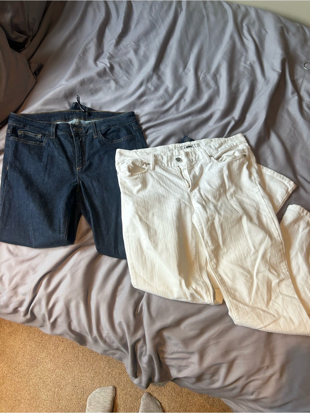 Classic Women's Joes Jeans — White and Dark Blue